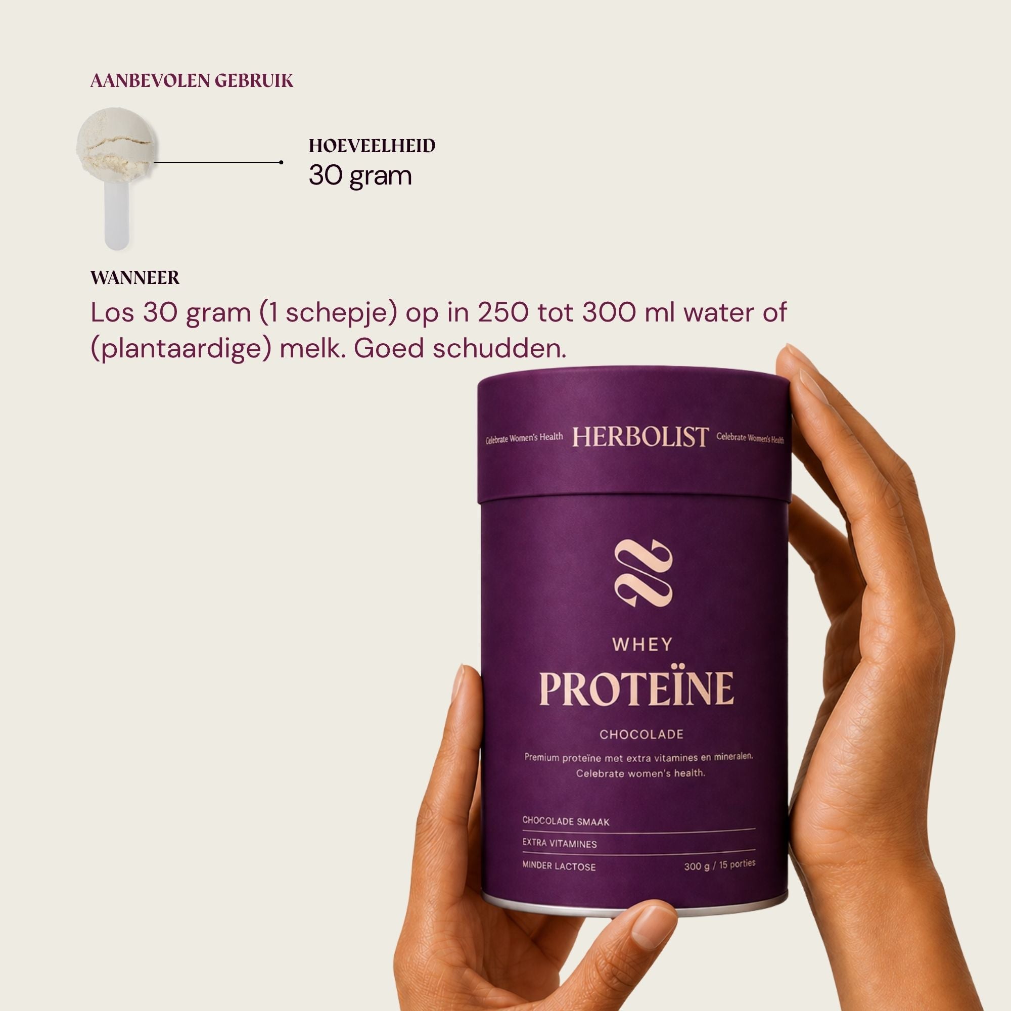 Herbolist Whey Proteïne Chocolade vrouw